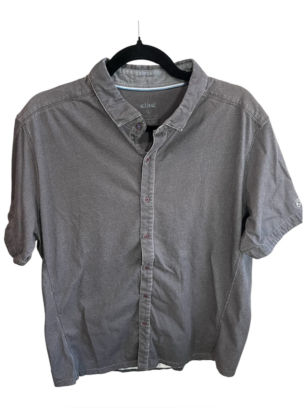 KUHL Wildfibre Innovar Shirt Mens Large Button up Organic Cotton Short Sleeve